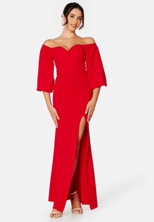 Bubbleroom Occasion Oprah Off Shoulder Gown Red Klær
