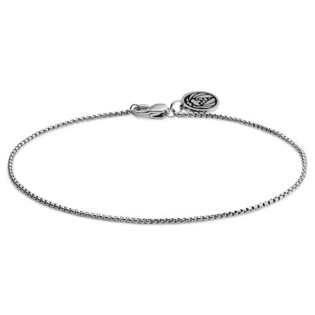 Essentials | 1 mm Silver-Tone Curved Box Chain Bracelet for Men