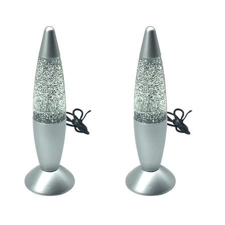 2 stk Mini Glitter Lampe Lys USB Formet Design Fargeskiftende LED Nattlys (7 Farger)