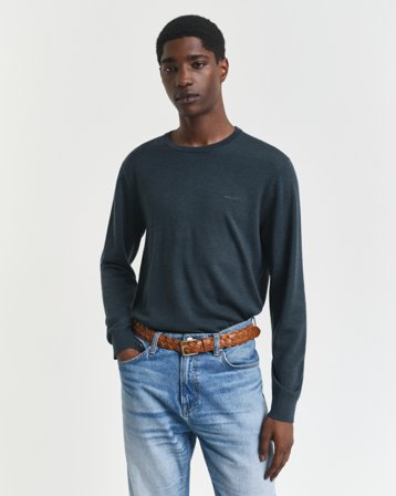 GANT Herren Rundhalspullover aus extra feiner Merinowolle (L)