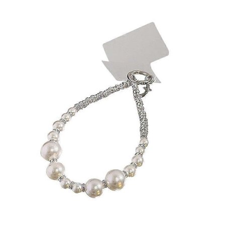 Elegant perlebesat telefon-lanyard med rhinsten, håndlavet perlearmbåndsrem, smart anti-tabt mobilcharm, luksus glittervedhæng (h})