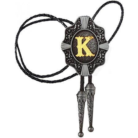 Bolo Tie för män - Vintage Initial Letter ABCDMJR till Z Wester