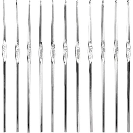 12 st små virknålar 0,6 mm till 1,9 mm virknålsset