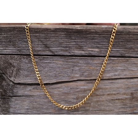 Halskæde til mænd i rustfrit stål - 60 cm massiv guldkæde - Håndlavet herrekæde - Gave til ham - Herresmykker (guld 3 mm)