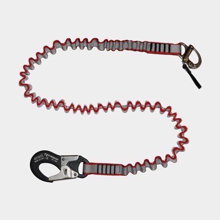 Veiligheidslijn Erreti, elastisch, 2 meter (uitgerekt), ISO 12401 / EN 1095, met 1 veiligheidshaak & schootklem