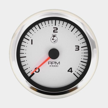 Drehzahlmesser für Dieselmotor Veethree Argent, beschlagfrei, Ø86 mm, 12 V, Generator, silber/schwarz/weiß, 0 - 4000 U/min - Boot