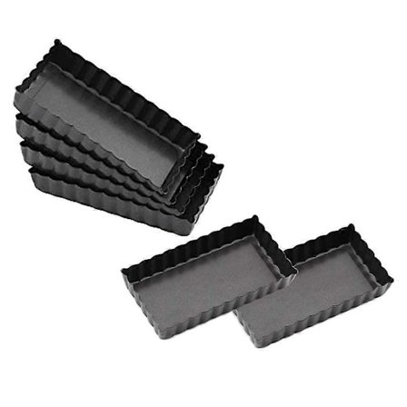 Mini Tærteform Kvadratisk 4 Tommer med Aftagelig Bund Quicheform Non-Stick Quiche Pie Form 6 Pak til Bagning