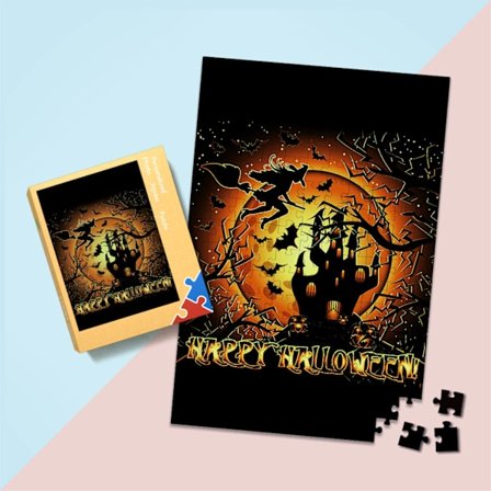 Puslespil Hårdt Papir Halloween Mønster Lyse Farver Klar Udskrivning Lærende Legetøj til Teenagere 1000PCS 29,5 X 19,7in