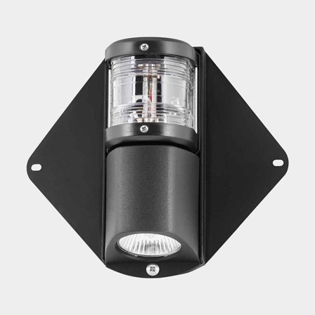 Topplaterne/Deckslicht für Topmontage AAA, 10 W, 12 V, 225°, PVC, 140 x 195 mm, weiß, für Boote < 12 Meter + Lichtquelle Halogen (12 V/10 W) - Boot