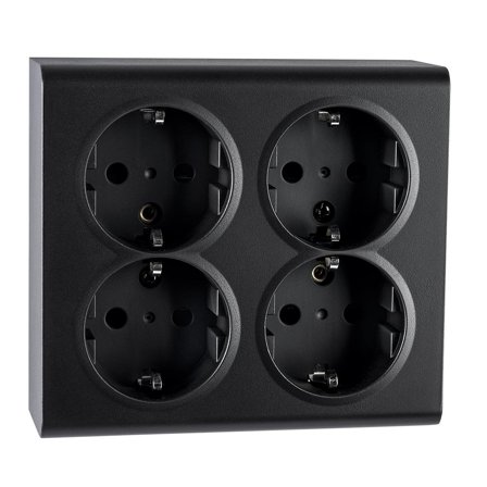 SG Stikkontakt Påvegg 4-veis m/j sort