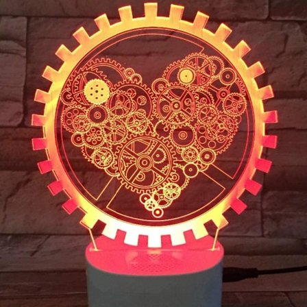3D Rakkaussydän Yövalo Led-Lamppu Illuusio 7 Väriä Vaihtuva Kosketuskytkin Pöytä Työpöydän Koristelamput Syntymäpäivälahja Akryylipohja USB-Kaapelit 