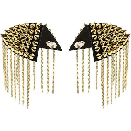 Skuldermerker Epauletter Gull Punk Nitt Pynt Skulderbrosje Epaulet Blazer Epaulet Kpop Frynser Skuldertilbehør for Menn Kvinner Kostyme - 1 Par