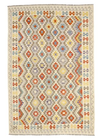 Tapete Kilim Afegão Old Style 201X289 Bege/Castanho (Lã, Afeganistão)
