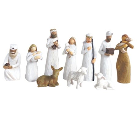 10 kappaletta Willow Tree Seimiasetelma Figuriinit Käsin Maalatut Koristeelliset Joululahjat Joulukoristeet