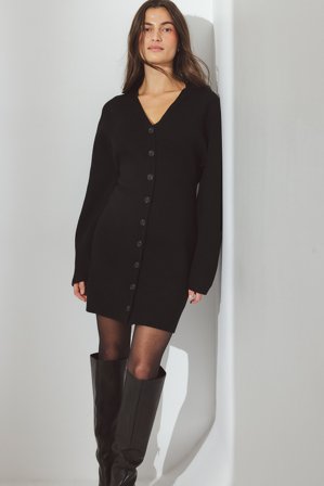 NA-KD skulpturales Minikleid aus Strickstoff - Strickkleider - Schwarz - XL (EU 46)