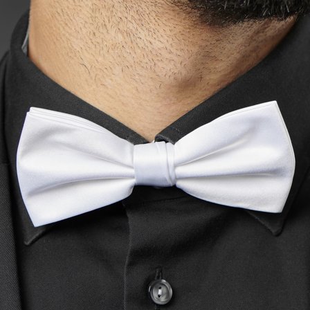White Basic Pre-Tied Bow Tie for Men - Pre-tied bow ties