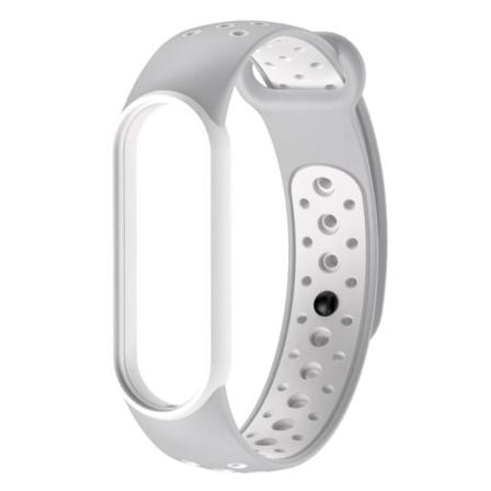 Xiaomi Mi Band 5 tvåfärgad silikon klockarmband - grå / vit Silvergrå