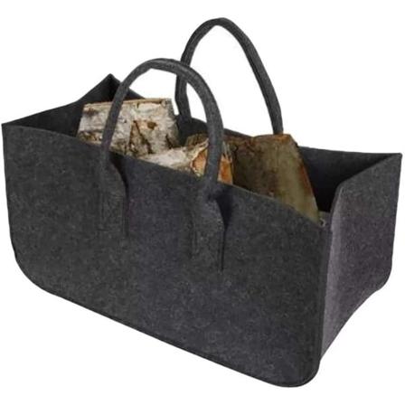 Filttaske Indkøbspose Sammenklappelig Brændeopbevaringsposer med Håndtag 50 * 25 * 25cm Sort 1 Stk black