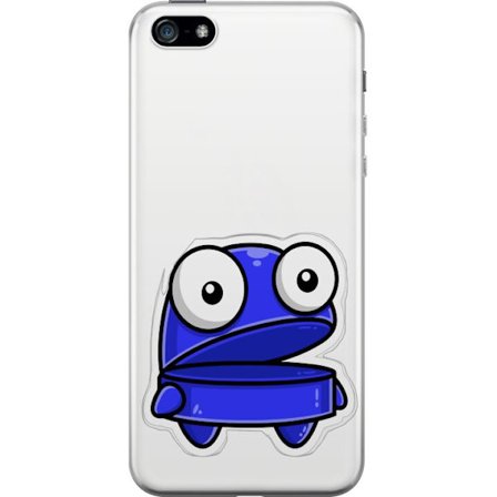 Kompatibel Mobilcover til Apple Apple iPhone 5 Blå tegneseriefigur med åbent udtryk og store øjne i sjov illustration