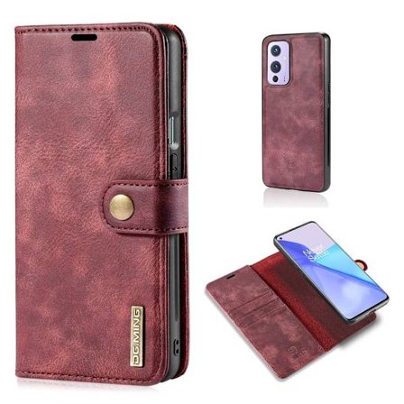 DG.MING OnePlus 9 2-in-1 lompakkokotelo - Punainen