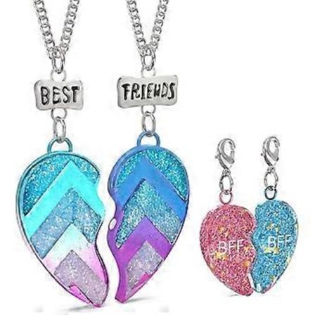 UBIUO Beste Venner Halv Hjerte Hengesmykke for Barn, Barnevennlig Smykke, Vennskapsgave Jenter BFF Halskjeder - Kjærlighet