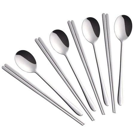 Syömäpuikot ja lusikkasetti, 4 väriä, uudelleenkäytettävät metalliset ruostumattomasta teräksestä valmistetut korealaiset syömäpuikot ja lusikkasetti,