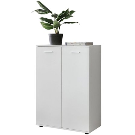 Rootz kommode med 2 låger 71x104x35cm multifunktionsskab træ hvid - Entreskab lyst moderne - Skab lille - Skænk mat skænk - Kommode hallmøbler