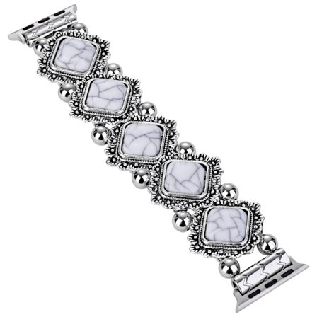 Apple Watch Series 8 (41mm) metallarmband med turkos stendekor - Silver