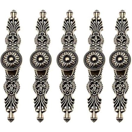 Set med 5 Vintage Retro Stil Skåpdörrhandtag Bronsfärg Möbelknopp för Gamla Retro Möbler Bokhylla Byrå Garderob Låda