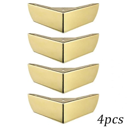 4 stk. Kraftige møbelben i metal til skabe, trefodede trekantede sofaben, DIY møbelbeslag guld