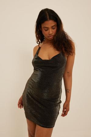 NA-KD Party Robe mini à détail cascade - Robes Nouvel An - Noir - XX-Small