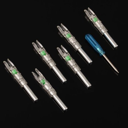 6 st Skytte Bågskytte Ljusa Nock Sammansatt Båge LED Ljusa för Pil Nock Grön