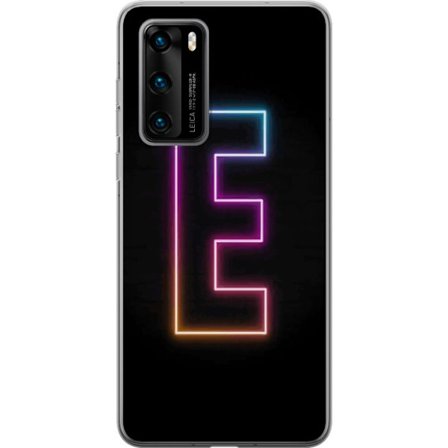 Kompatibel Mobilcover til Huawei Huawei P40 Minimalistisk neonbogstav E i lyse farver mod mørk baggrund i moderne og stilren design