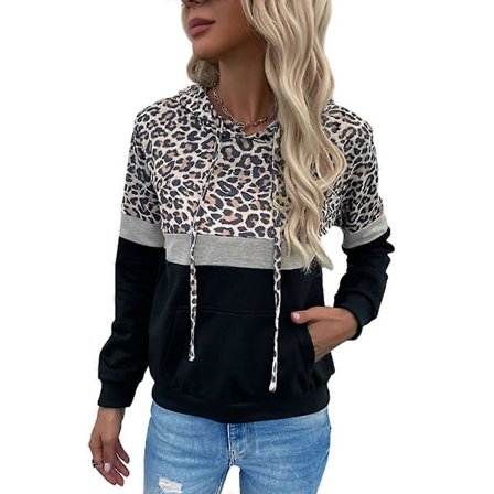 (newpattern) angerella femmes Hoodie kamouflage lopard top Pull tröja huva med ficka dragsko