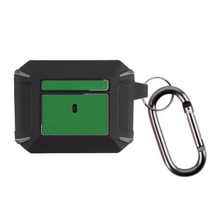 AirPods 3 nahkainen tekstuurikotelo soljella - Musta / Vihreä