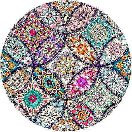 Hiirenmatto, Pyöreä Mandala-hiirenmatto, Ihastuttava Hiirenmatto Kuvioilla, Liukumaton Kumialusta Ommelluilla Reunoilla, Vedenkestävä Naisille