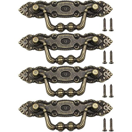 4 stk Vintage Skuffhåndtak Bronse Møbelhåndtak for Skap D