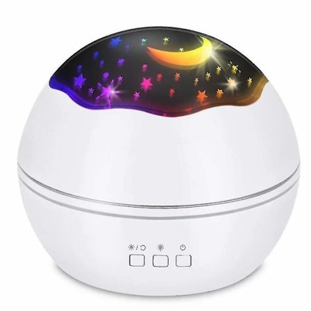 360 astetta pyörivä yövalo projektori lapsille, 2 in 1 tähtitaivas ja merimaailma, 8 väriä vauvan yövalo projektori (valkoinen)
