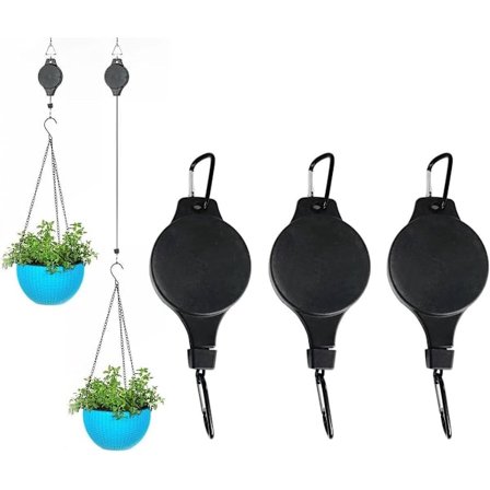 3-delt udtrækkelig planteophæng med plantekastere, justerbare kroge, havekroge og blomsterpottekroge.