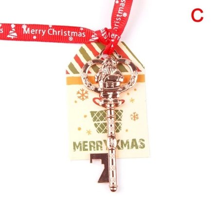 Jul Bærbar Nøgle Shape Flaske Oplukker Nøglering Tags Øl Fest værktøj