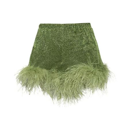 Oseree, Shorts with lurex finish Groen, Dames, Maat:L