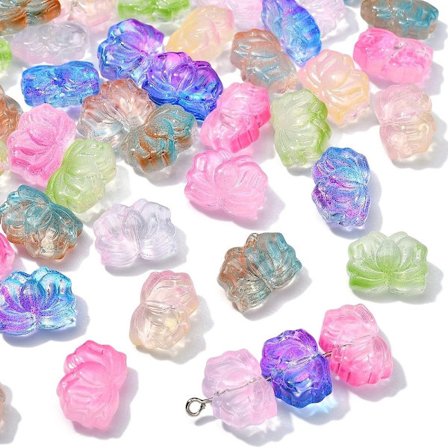100 STK. To-tonet Glas Lotus Blomster Perler Glas Blomster Perler