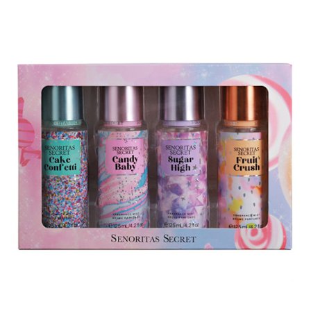 Victoria Parfume Body Spray Sæt, Langvarig Blomsterduft, 4×125ml Gaveæske – Rose, Mælk, Cremet, Orkidé, Bergamot & Fresia