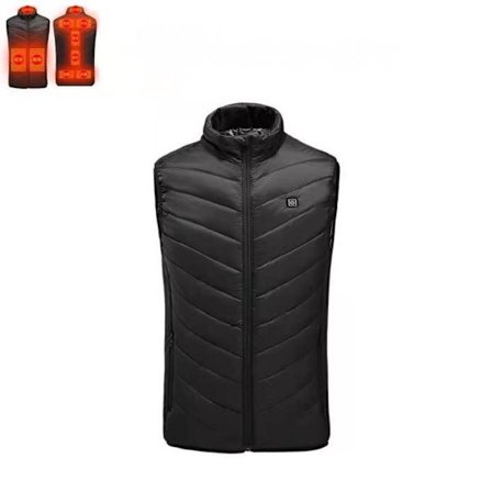 Unisex Värmeväst, 9 Värmezoner, 3-nivås Justerbar Ärmlös Värmejacka L Svart