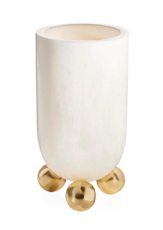 Jonathan Adler Fontana Vase White/Brass H28