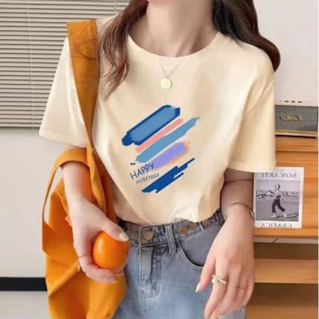 Puuvillasta valmistettu lyhythihainen T-paita naisille, kesäuutuus, sateenkaaren grafiikalla painettu puolihihainen T-paita