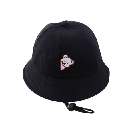 Babyhatt vår och höst flicka fiskarhatt prinsessa kruka hatt baby solhatt, björn, svart