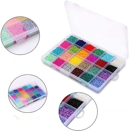 24 rutnät glaspärlor lösa pärlor bakningslackpärlor färgglada hirsfröpärlor set