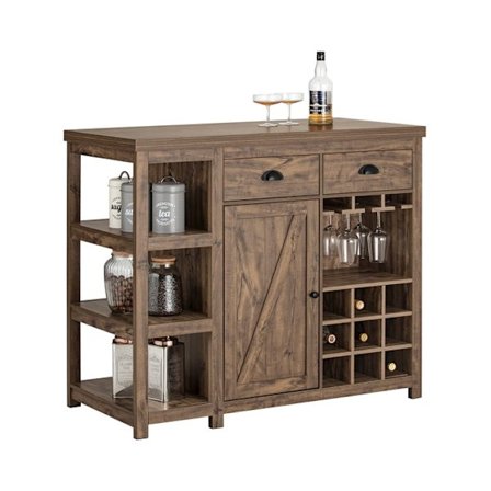 Rootz Kitchen Island skænk - Barbord - Buffetskab - Vintage industrielt design - MDF & PB Materiale - 110 cm x 95 cm x 55 cm - Opbevaring og vinstativ