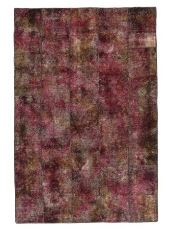 Noué À La Main Patchwork Tapis 200X299 Vintage De Laine Rouge Foncé/Noir